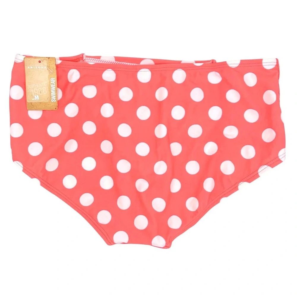 Arizona Polka Dot Bikini Bottom Women's Medium Coral‎ Pink Cute Swimwear NWT